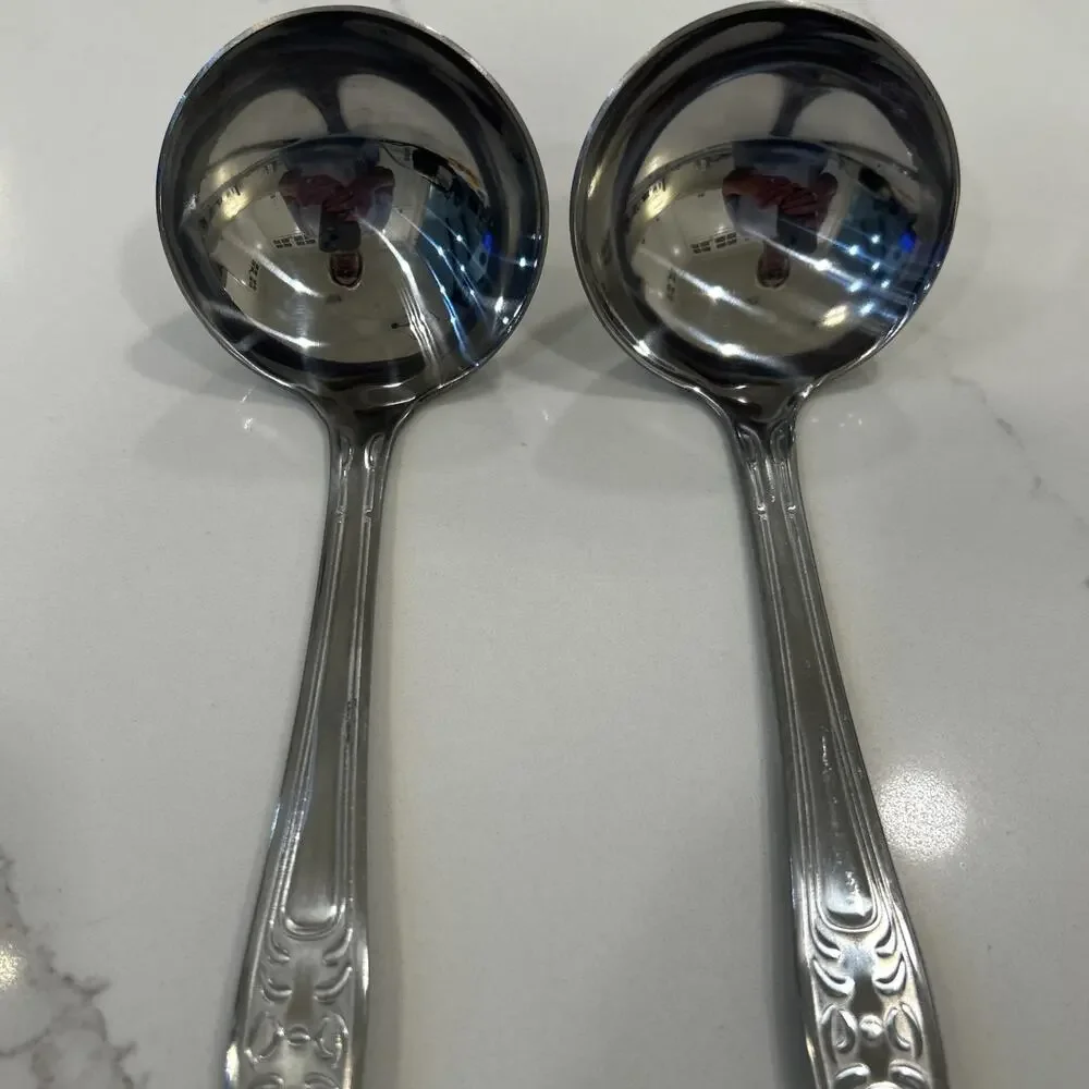 2- SPOONFUL OF COMFORT Stainless Serving Ladle Spoon Long Handle 9” Soup Vintage